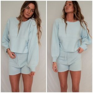 Baby blue Balloon Sleeve Loungewear